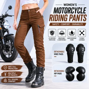 Motorcycle Riding Jeans Women High Waist Brown Denim Pants Breathable Multi Pocket Moto Biker Trousers Urban Touring All Season - AliExpress Motorcycle Equipments