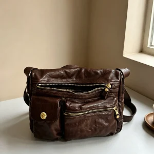 PNDME fashion designer handmade genuine leather men's women's multi-pocket messenger bag vintage luxury cow leather shoulder bag - AliExpress Men's Bags