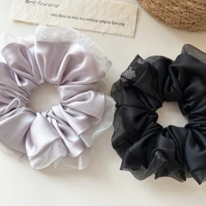 Premium Elegant Pearl Lace Satin Scrunchie High Quality Soft Hair Ring for Women Girls Daily Hair Accessory Korean Style - AliExpress Hair Care & Styling