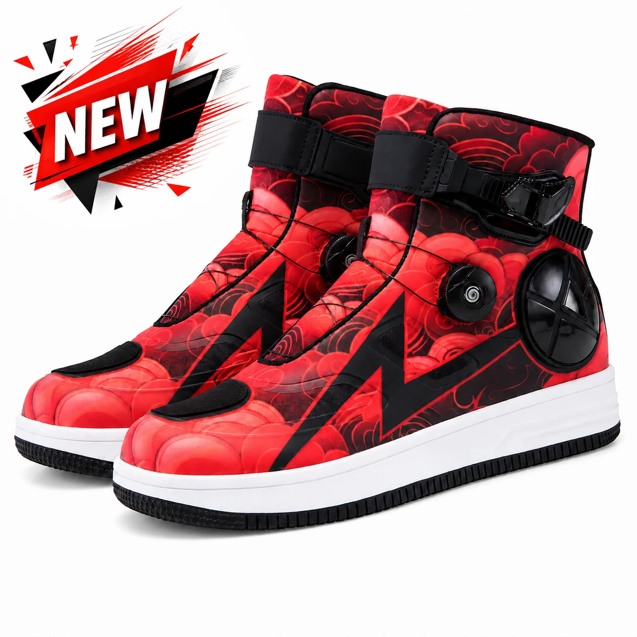 Motorcycle Riding Boots Men Women High Top Moto Shoes TPU Printed Upper Anti Slip Rubber Sole Rotary Buckle Shift Pad Gear 37-47 - AliExpress Motorcycle Equipments