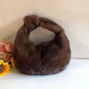 Luxury Designer Real Mink Fur Handbag Women's Leather Bag Women's Handbang Women Handbag Party Evening Handbag Leather Bag - AliExpress Women's Handbags