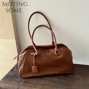 MOTINGSOME quality first-layer leather women bag underarm tote bags large-capacity commuter handbag bowling purse 2026 new in - AliExpress Women's Handbags