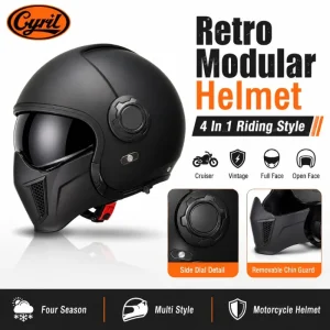 Retro Modular Motorcycle Helmet 4 In 1 Cruiser Vintage Full Face Open Face Riding Helmet for Men Women - AliExpress Motorcycle Equipments