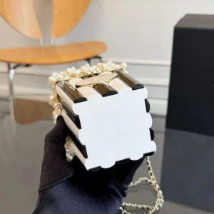Mini Hard Shell Box Crossbody Bag For Women Black White Contrast Color Pearl Handle Chain Strap Formal Wedding Evening Clutch Handbag - AliExpress Women's Handbags