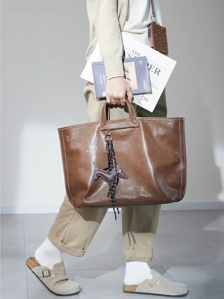 Fashion Simple Genuine Leather Women Tote BagHandbag Real Leather Female Shoulder Briefcase Commuter Crossbody Bag New - AliExpress Women's Handbags
