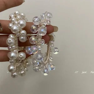 Premium Pearl Hair Ring for Women High Elastic Strong Durable Ponytail Holder Daily Wear Elegant Stylish Elastic Band - AliExpress Hair Care & Styling