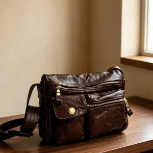fashion designer handmade genuine leather men's women's multi-pocket messenger bag vintage luxury real cow leather shoulder bag - AliExpress Men's Bags