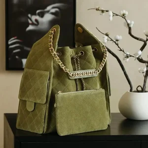 Vintage 2 in 1 Backpack For Women Olive Green Suede Quilted Drawstring Leather Interwoven Chain Daily Commute Crossbody Shoulder Purse - AliExpress Women's Handbags