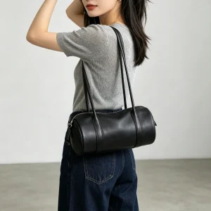 Minimalist Lambskin Waxed Thread Craft Underarm Cylinder Bag Vintage Cylinder Bag Women's Single Shoulder Underarm Cylinder Bag - AliExpress Women's Handbags