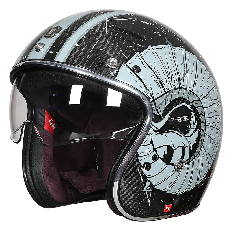 TORC Carbon Fiber Retro Helmet for Men Women Four‑Season 3/4 Half Helmet for Cruiser Motorcycles Plus Sizes Available - AliExpress Motorcycle Equipments