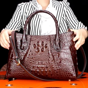 Luxury Designer Cowhide Crocodile Pattern Leather Handbag Fashionable Women's Tote Bag Designer Brand Purses - AliExpress Women's Handbags