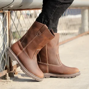 Cowhide boots men retro motorcycle anti-slip shoes wear-resistant waterproof women riding outdoor casual rubber sole - AliExpress Motorcycle Equipments