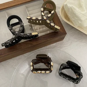 Square Hair Claw for Women High Pony Half Up Clip Premium Acrylic Lightweight French Elegant Shark Headwear Daily Styling - AliExpress Hair Care & Styling