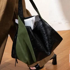 Light Luxury Fashion Splicing Color Contrast Frosted Suede High-quality Leather Women Bag Simple Casual All-in-one Shoulder Bag - AliExpress Women's Handbags