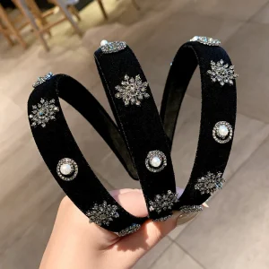 Black Rhinestone Hair Headband for Women French Elegant Wash Face Headwear Premium Soft Lightweight Comfortable Daily - AliExpress Hair Care & Styling