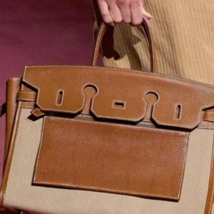 Large Capacity Platinum Buckle Leather Handbag Women's Tote Bag with Canvas Splicing Top Layer Cowhide English Style Bag - AliExpress Women's Handbags