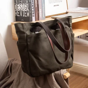 Top Retro thick oil wax canvas men's single shoulder slung tote bag Women large capacity Business school Laptop handbag - AliExpress Men's Bags