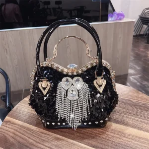 New Sequin Bag Women's Leisure Commute Handbag Fashion Shoulder Messenger Bag Diamond Bucket Bag - AliExpress Women's Handbags