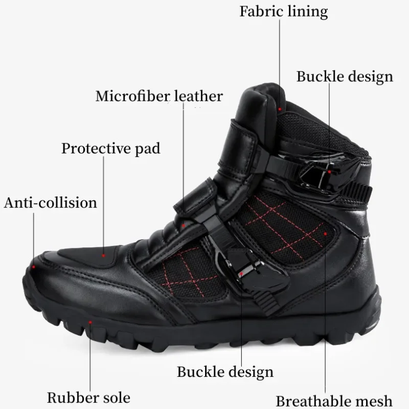 Black Leather Motorcycle Shoes Men Women Motocross Boots Summer Breathable Light Adventure Biker Boot for Urban Riding Racing - AliExpress Motorcycle Equipments