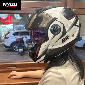 BR Motorcycle Helmets Backflip Face Helmets ECE Certified Carbon Fiber Double Lens Men Women Summer Cruise Locomotive Casco Moto - AliExpress Motorcycle Equipments