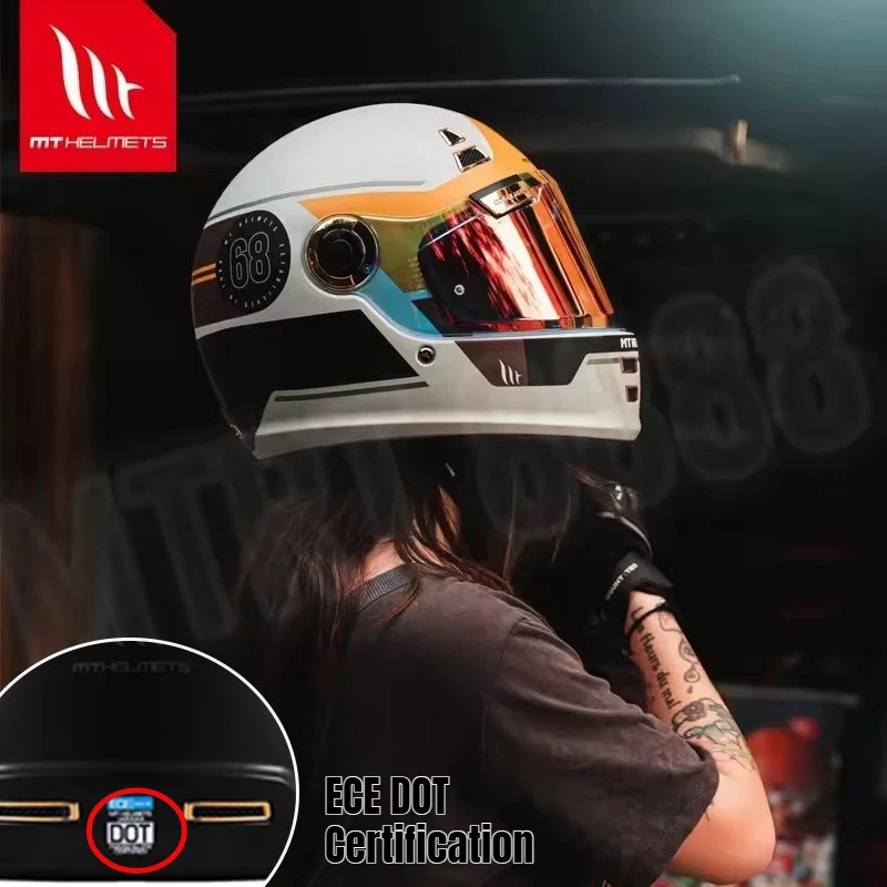 ECE DOT Certification MT Retro Helmet Galamar Motorcycle Full-face Helmet Four-season Motorcycle for Men and Women - AliExpress Motorcycle Equipments