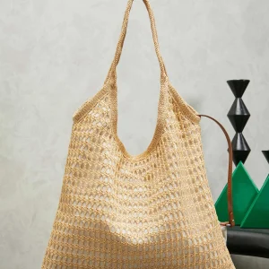 Summer 26 Lazy Style Women's Grass Woven Tote Bag Hook Large Capacity Commuter Vacation Hollow Underarm Bag - AliExpress Women's Handbags