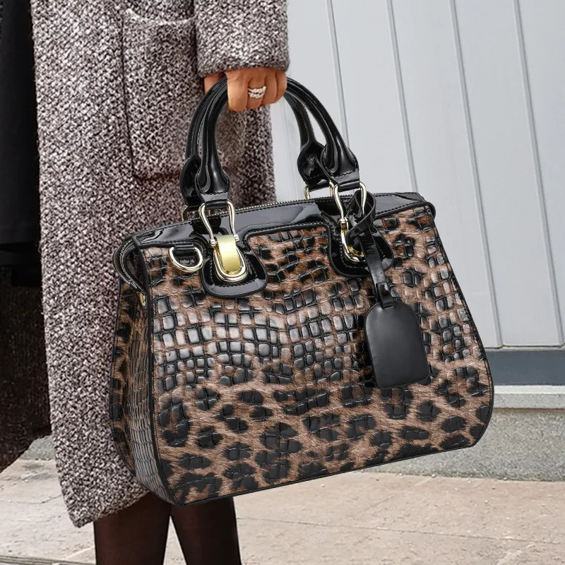 Leopard Print Women's Bag Shaping Leather Bag Handbag Women's Pure Cow Leather Bag Portable Shoulder Messenger Bag - AliExpress Men's Bags