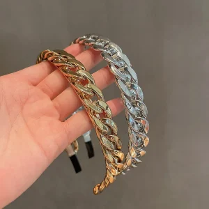 Korean Trendy Headband Metal Chain Tweed Style Hair Band for Women Elegant Non Slip Premium Daily Headwear Hair Tools - AliExpress Hair Care & Styling