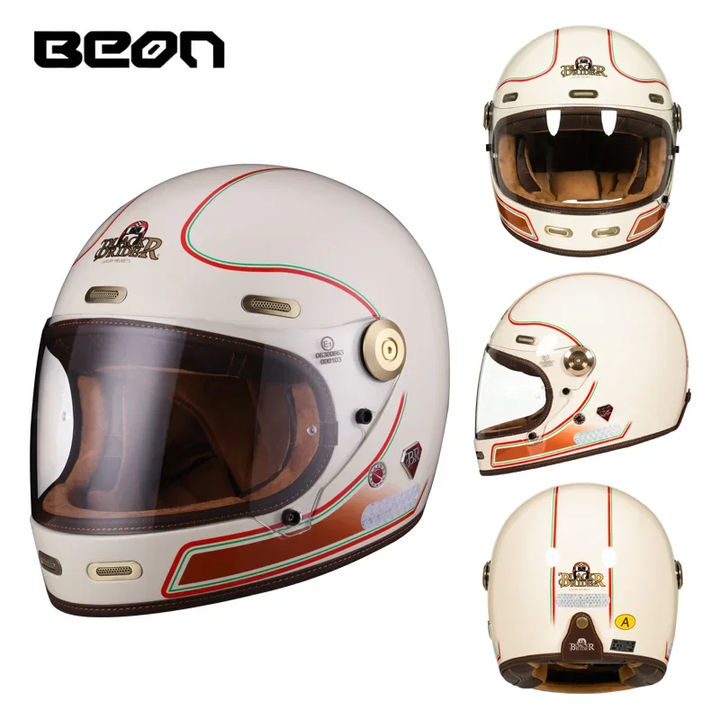 BEON Motorcycle Helmet Full Helmet Carbon Fiber Men's and Women's Motorcycle All Seasons General Retro Cruise 512 - AliExpress Motorcycle Equipments