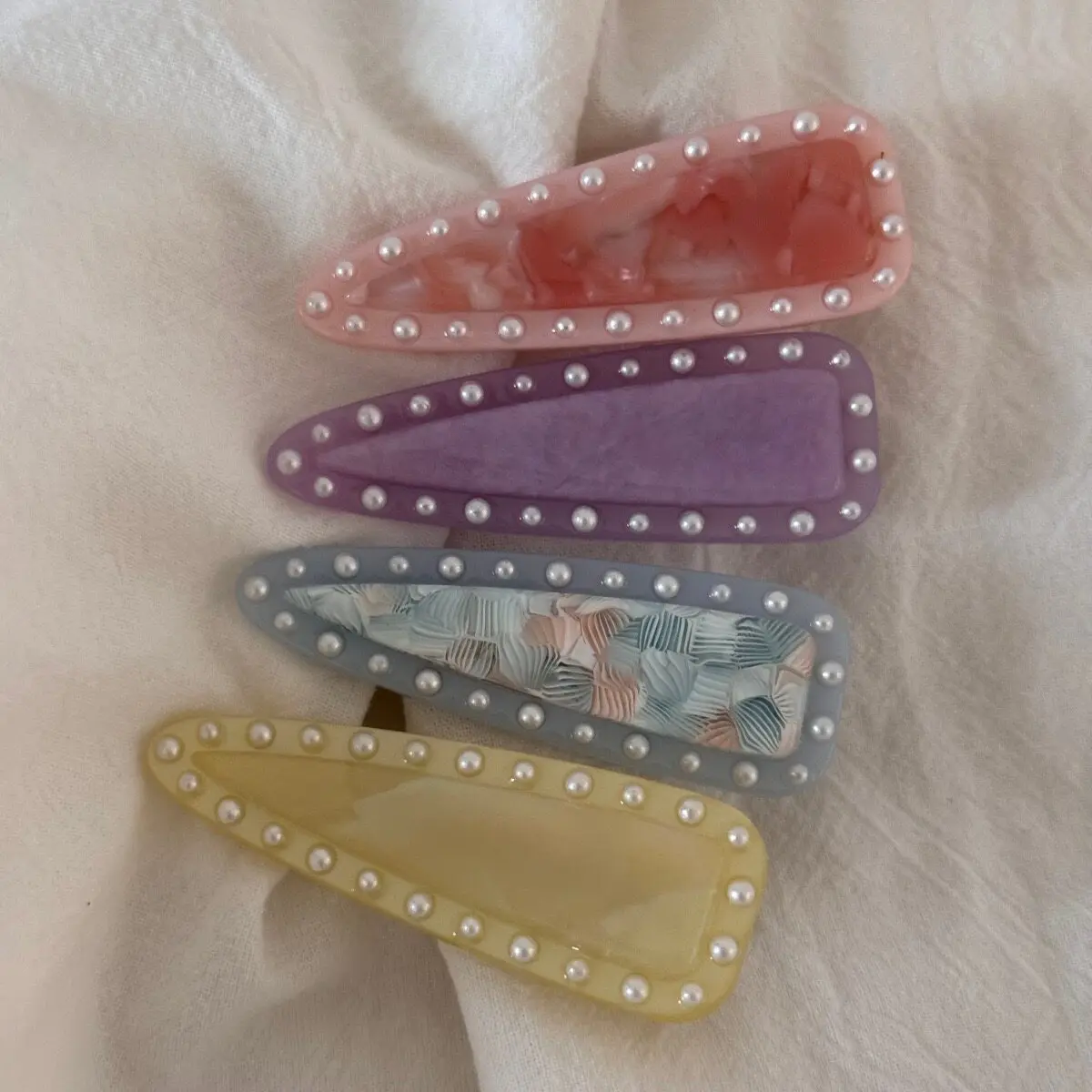 Barrette Acetate Triangle with Pearl Duck Bill Side Clip Korean Style Premium Elegant Comfortable for All Day Accessories Women - AliExpress Hair Care & Styling