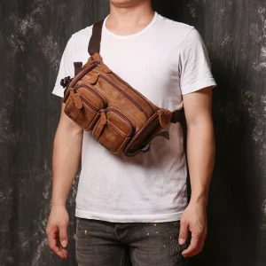 New Matte Leather Men's Chest Vintage Women's Waist Hiking Sports Single Shoulder Crossbody Motorcycle Bag - AliExpress Men's Bags