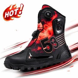 Motorcycle Riding Shoes Moto Boots Men Women High Top Dual Dial Buckle Seamless Upper Deep Lug Rubber Sole Mud Terrain 39-47 - AliExpress Motorcycle Equipments