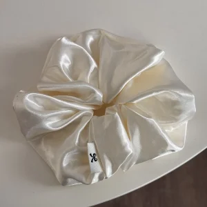 Large Glossy Satin Scrunchie Cream Solid Color Elastic Hair Tie for Women Daily Wear Elegant Comfortable Premium Styling Tools - AliExpress Hair Care & Styling