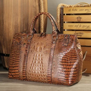 Retro Frenzy Leather Crocodile Pattern Handbag - Genuine Leather, Suitable for Both Men and Women, Short-Term Travel Bag - AliExpress Men's Bags