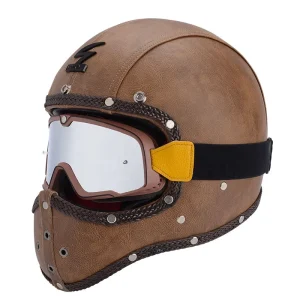 Leather Motorcycle Helmets Retro Removedable Fashion Racing Riding Cycling Helmet for Men Women Motorcycle Full Face Helmet - AliExpress Motorcycle Equipments