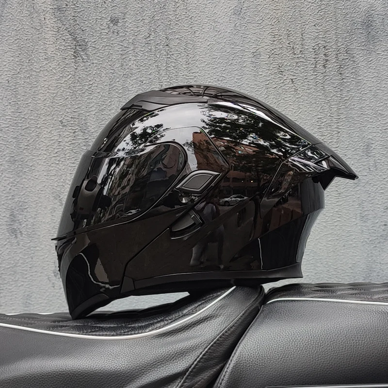 Orz-169B Gloss Black DOT Approved Modular Flip Up Motorcycle Helmet Double Visor Full Face Motocross Racing Helmet for Men Women - AliExpress Motorcycle Equipments