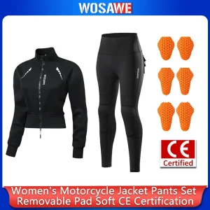 WOSAWE Women Motorcycle Riding Suit Autumn Winter Warm Crop Jacket Pants Set with Removable Shoulder Elbow Knee Pads Moto Gear - AliExpress Motorcycle Equipments