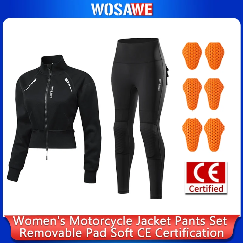WOSAWE Women Motorcycle Riding Suit Autumn Winter Warm Crop Jacket Pants Set with Removable Shoulder Elbow Knee Pads Moto Gear - AliExpress Motorcycle Equipments