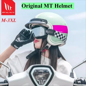 Authentic MT Vintage Half Helmet Women's Motorcycle Helmet Electric Vehicle Men's Scooter 3/4 Helmet Cruise Size M-3XL - AliExpress Motorcycle Equipments