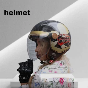 Motorcycle riding helmet carbon fiber three-quarters helmet retro double lens half helmet for men and women all year round summe - AliExpress Motorcycle Equipments