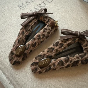 Hair Clip with Velvet Leopard Print Bow Bear Korean Style Autumn Winter Small Duckbill Non Slip for Women Side Bangs Elegant - AliExpress Hair Care & Styling