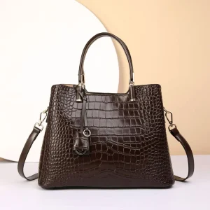 Women Genuine Leather Handbag Fashion Crocodile Pattern Shoulder Bag Large Capacity Female Cow Split Leather Crossbody Tote - AliExpress Women's Handbags