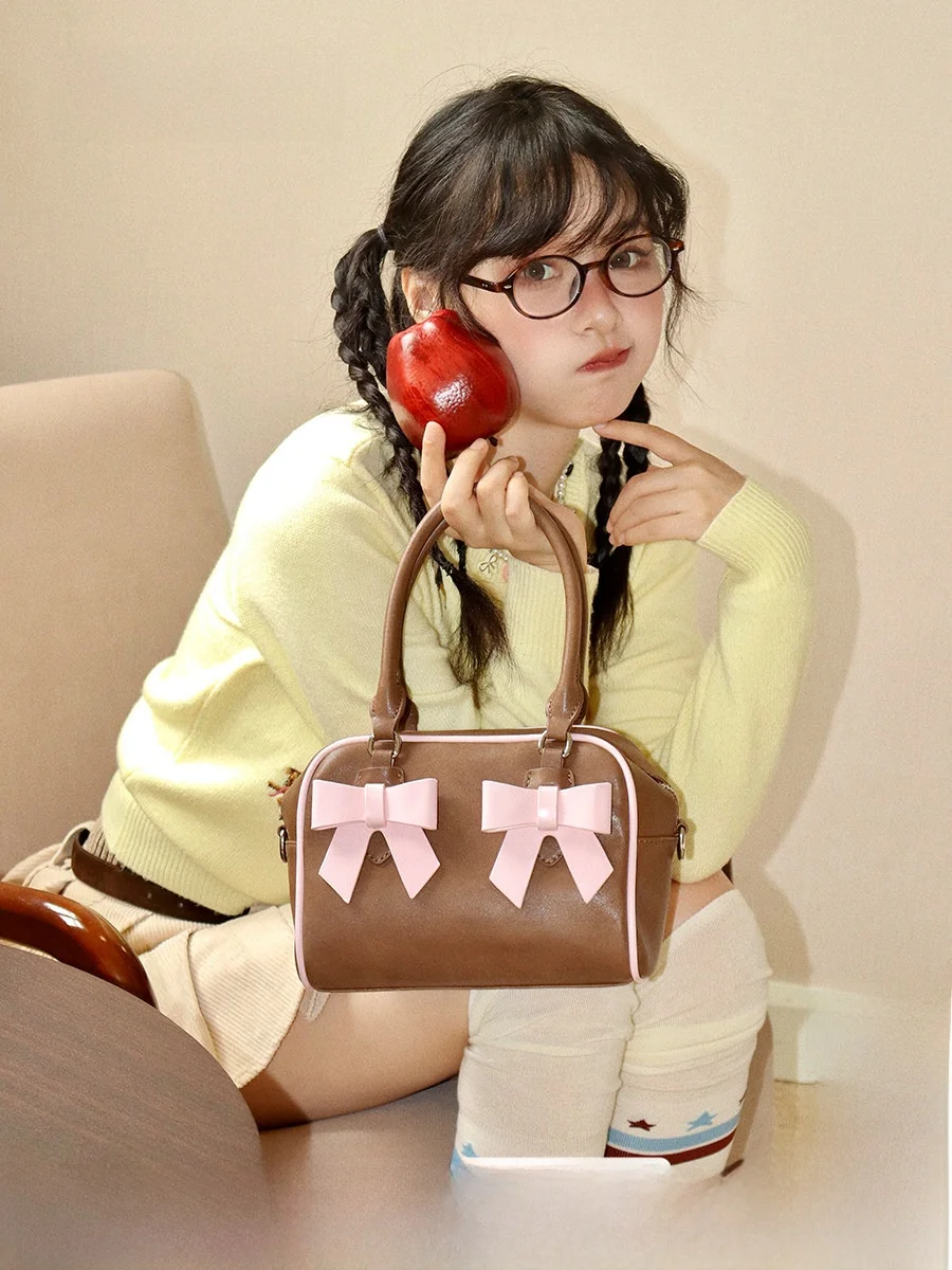 Lush Heart Sweet Boston Bag Women's Handbag Korean Style Single Shoulder Crossbody Bag Elegant Soft Leather Fashion Bag - AliExpress Women's Handbags
