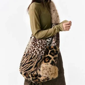Luxury Brand Women Bag Autumn / Winter New Splicing Contrasting Leopard Print Large Capacity Single Shoulder Diagonal Cross Bags - AliExpress Women's Handbags