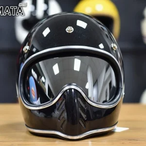 Pointed Nose Small Helmet Chrome Silver Rim Retro Motorcycle Fiberglass Helmet Four Season Full Face Helmet for Men and Women - AliExpress Motorcycle Equipments