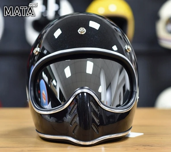 Pointed Nose Small Helmet Chrome Silver Rim Retro Motorcycle Fiberglass Helmet Four Season Full Face Helmet for Men and Women - AliExpress Motorcycle Equipments