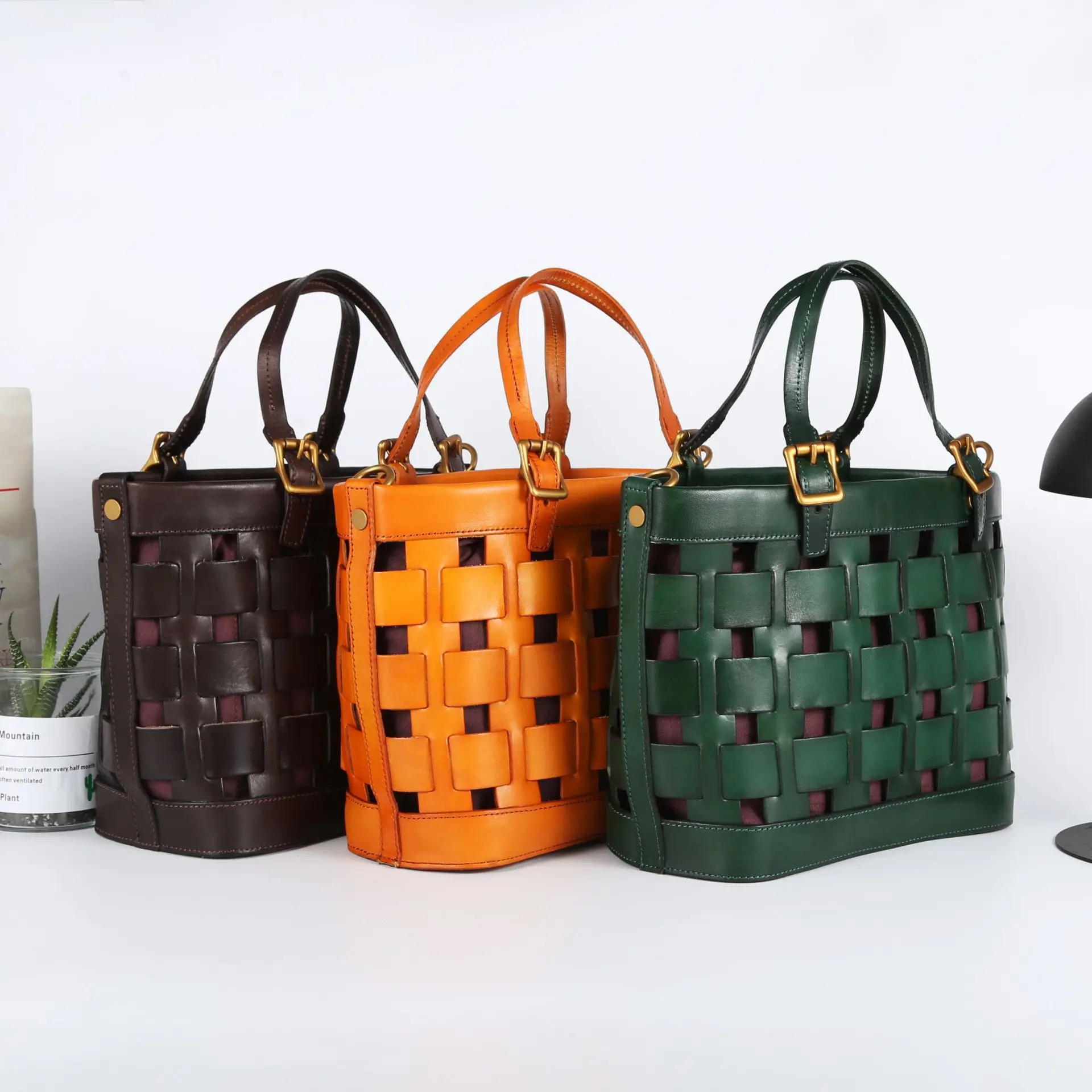 Luxury Brand Top Layer Vegetable Tanned Leather Hollow Woven Women's Handbag Retro Art Fashion One Shoulder Messenger Bag Women - AliExpress Women's Handbags