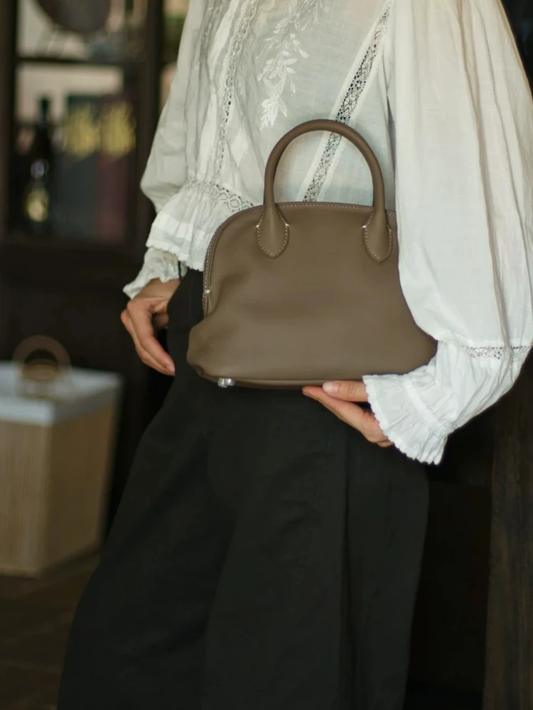 Black Fashion Simple Genuine Leather Women Shell BagHandbag Real Leather Lady Tote Shoulder Crossbody Bag New - AliExpress Women's Handbags