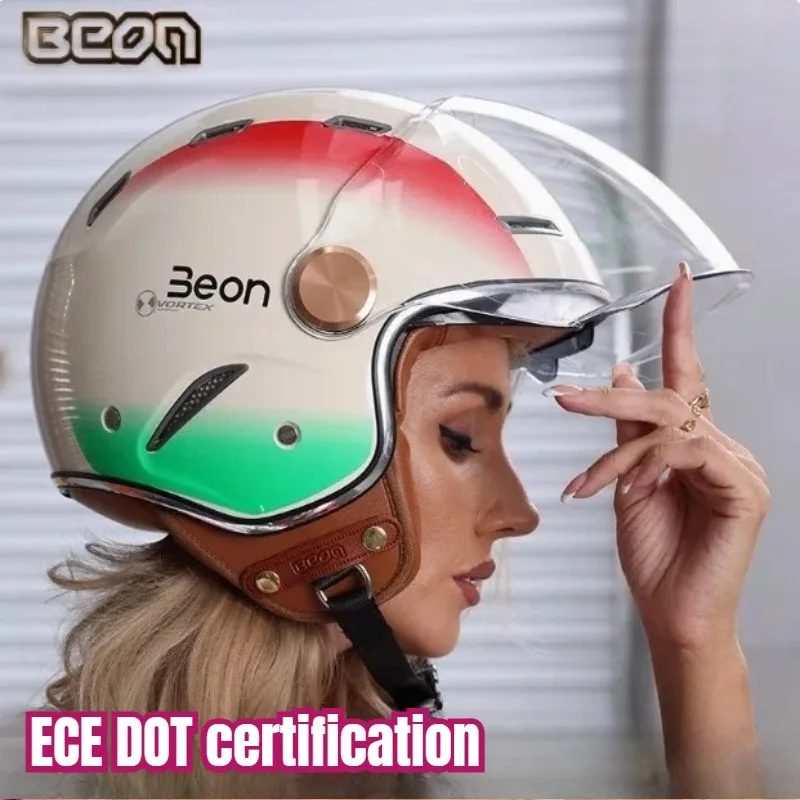 BEON DOT ECE Retro 3/4 Open Face Motorcycle Helmet Vintage Chopper Capacete De Moto Men Women Scooter Motorbike Helmet - AliExpress Motorcycle Equipments