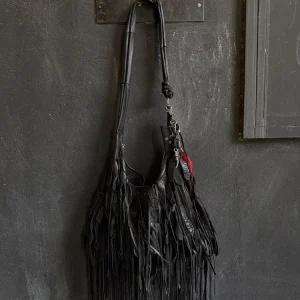 European/American Fashion Motorcycle Style Genuine Leather Tassel Women Bag Personalized High-end Feeling Shoulder Crossbody Bag - AliExpress Women's Handbags